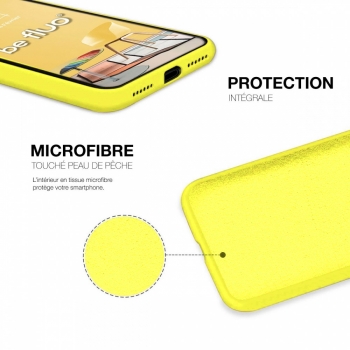 Coque Silicone Moxie BeFluo Fine et Légère pour iPhone 16e, Intérieur Microfibre - Jaune fluo