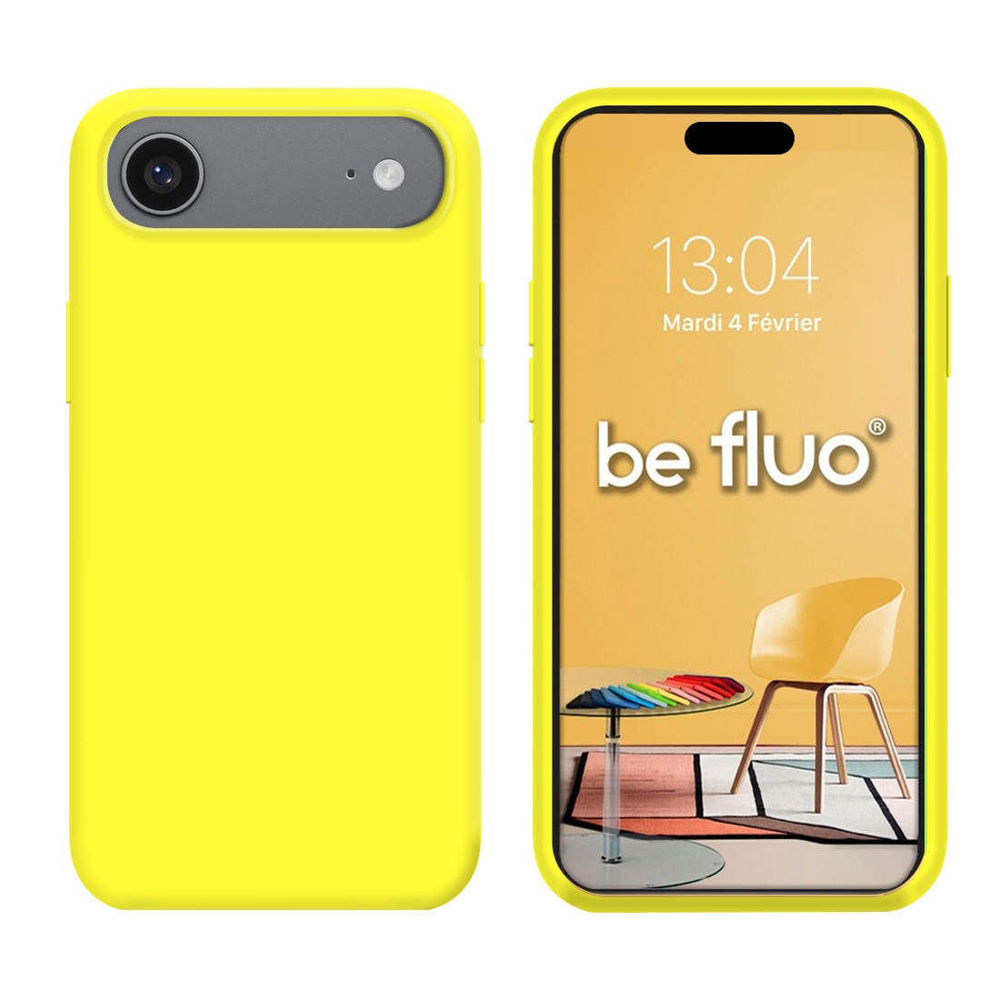 Coque Silicone Moxie BeFluo Fine et Légère pour iPhone Air, Intérieur Microfibre - Jaune fluo