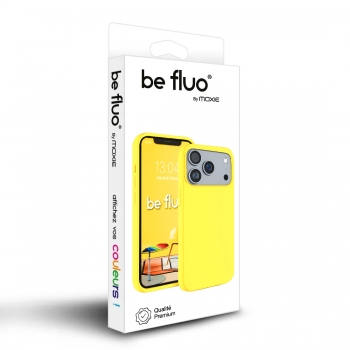 Coque Silicone Moxie BeFluo Fine et Légère pour iPhone 16 Pro Max, Intérieur Microfibre - Jaune fluo