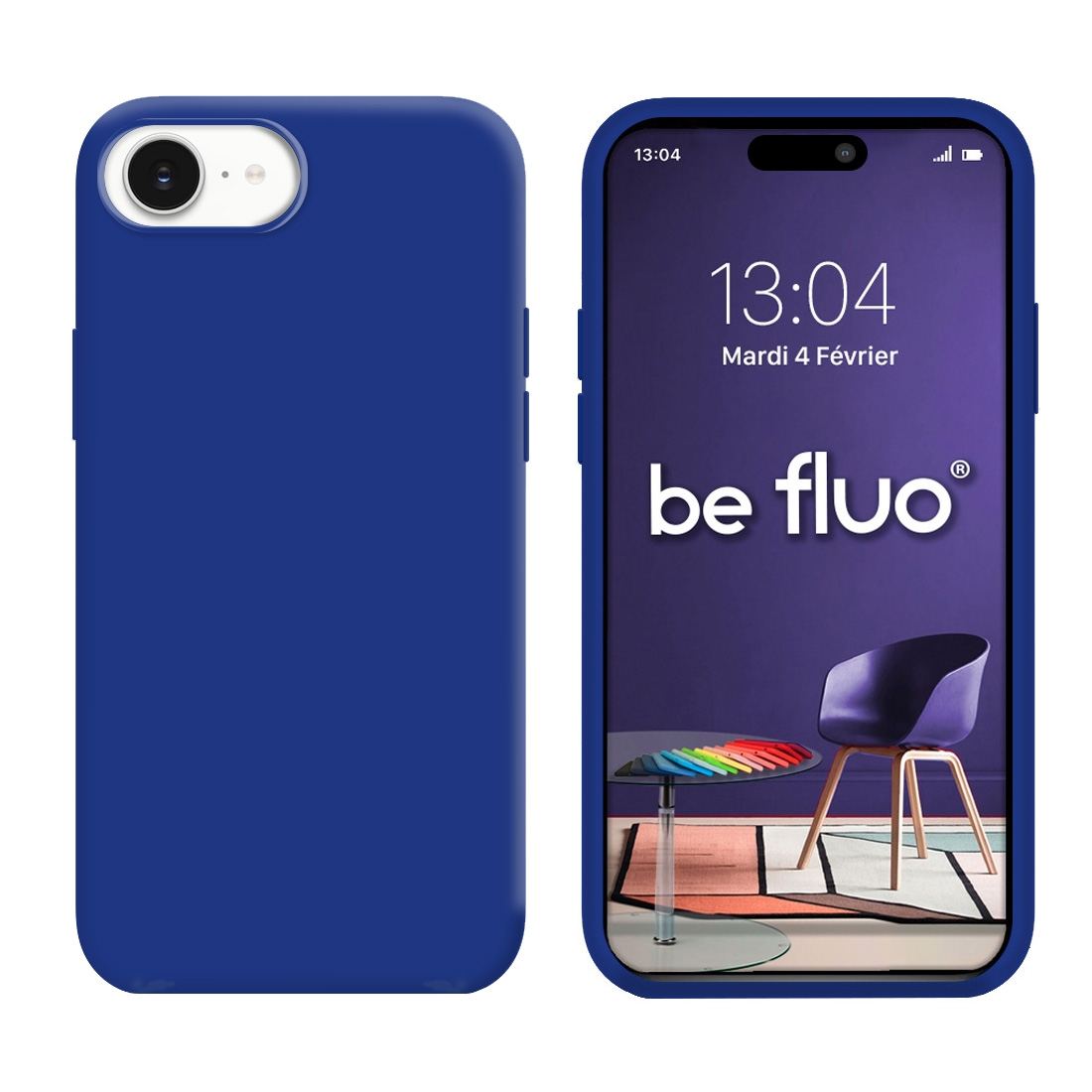 Coque Silicone Moxie BeFluo Fine et Légère pour iPhone 16e, Intérieur Microfibre - Bleu electrique