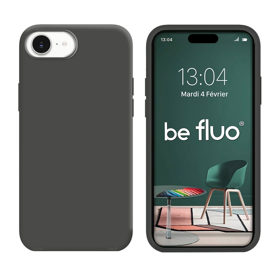 Coque Silicone Moxie BeFluo Fine et Légère pour iPhone 16e, Intérieur Microfibre - Jaune fluo