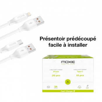 Présentoir de comptoir 30 câbles (18 Type-c - 12 lightning)