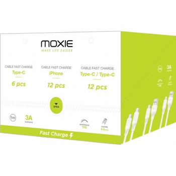 Présentoir de comptoir 30 câbles (18 Type-c - 12 lightning)