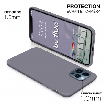 Coque Silicone Moxie BeFluo Fine et Légère pour iPhone 17e, Intérieur Microfibre - gris lavande