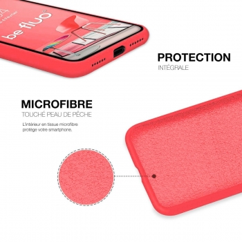 Coque Silicone Moxie BeFluo Fine et Légère pour iPhone 17e, Intérieur Microfibre - rose