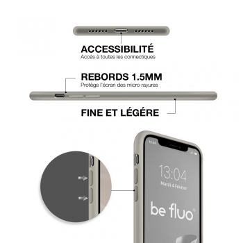 Coque Silicone Moxie BeFluo Fine et Légère pour iPhone 17e, Intérieur Microfibre - gris nardo