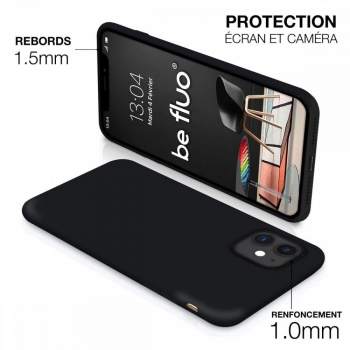 Coque Silicone Moxie BeFluo Fine et Légère pour iPhone 17e, Intérieur Microfibre - noir