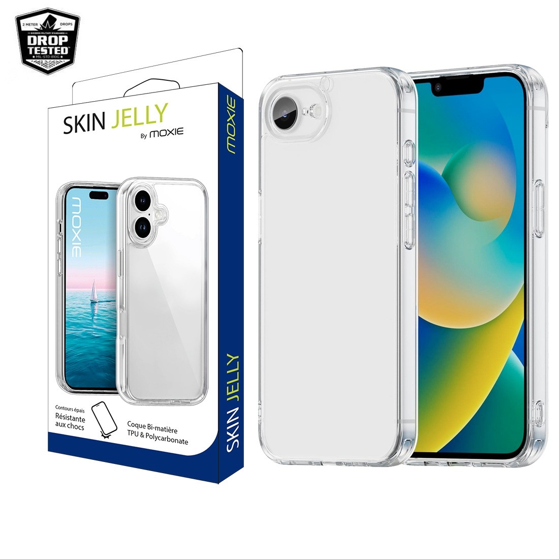 Coque renforcée Moxie transparente en TPU et Polycarbonate pour Apple iPhone 17e