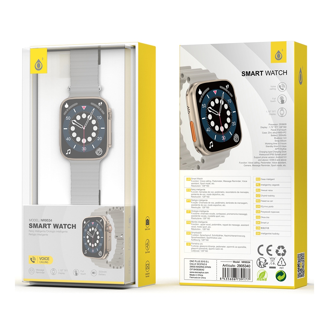 Montre tactile Bluetooth NR9534 IOS et Android 1.73" - Blanc
