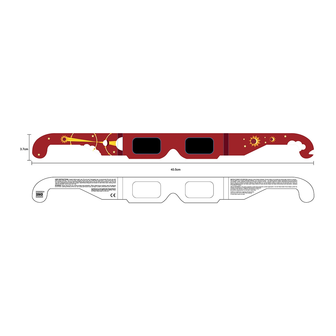 Paire de lunettes en carton pour eclipse 2026 - pour enfant
