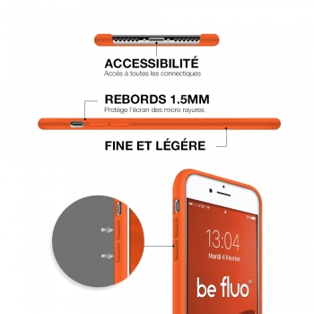 Moxie Coque iPhone 7/8/SE 2020 [BeFluo] Coque Silicone Fine et Légère pour iPhone 8, iPhone 7 et iPhone SE 2020, Intérieur Microfibre, Coque Anti-chocs et Anti-rayures pour iPhone 8/7/SE 2020 - Orange