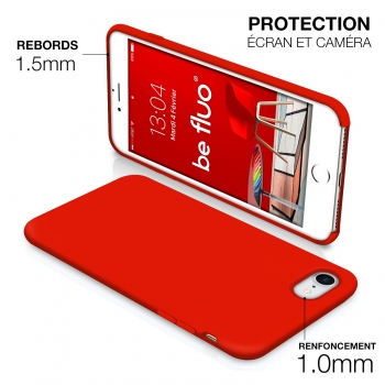 Moxie Coque iPhone 7/8/SE 2020 [BeFluo] Coque Silicone Fine et Légère pour iPhone 8, iPhone 7 et iPhone SE 2020, Intérieur Microfibre, Coque Anti-chocs et Anti-rayures pour iPhone 8/7/SE 2020 - Rouge