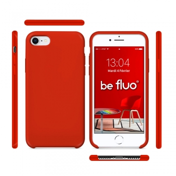 Moxie Coque iPhone 7/8/SE 2020 [BeFluo] Coque Silicone Fine et Légère pour iPhone 8, iPhone 7 et iPhone SE 2020, Intérieur Microfibre, Coque Anti-chocs et Anti-rayures pour iPhone 8/7/SE 2020 - Rouge