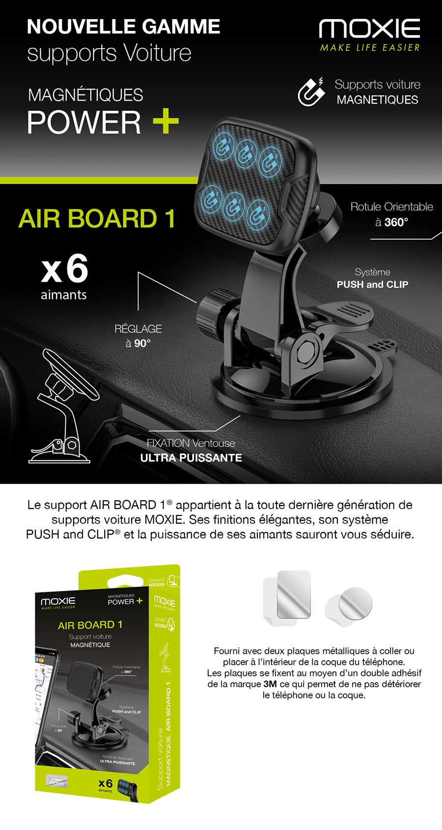 Mobigear - Support Voiture Ventouse avec Magnet - Noir 11-8404271 